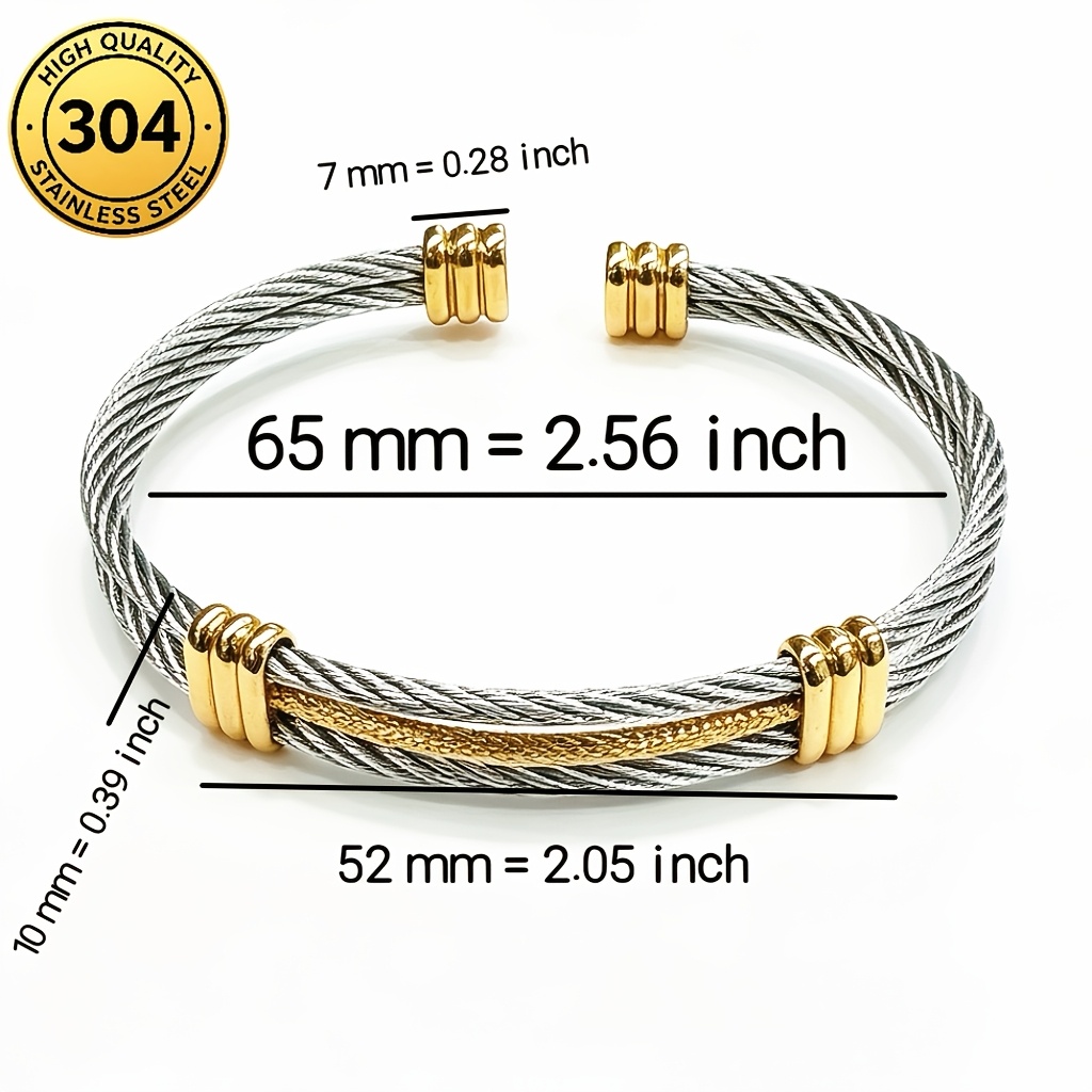Minimalist Two-Tone Double Strand Cable Bracelet, Adjustable Gift